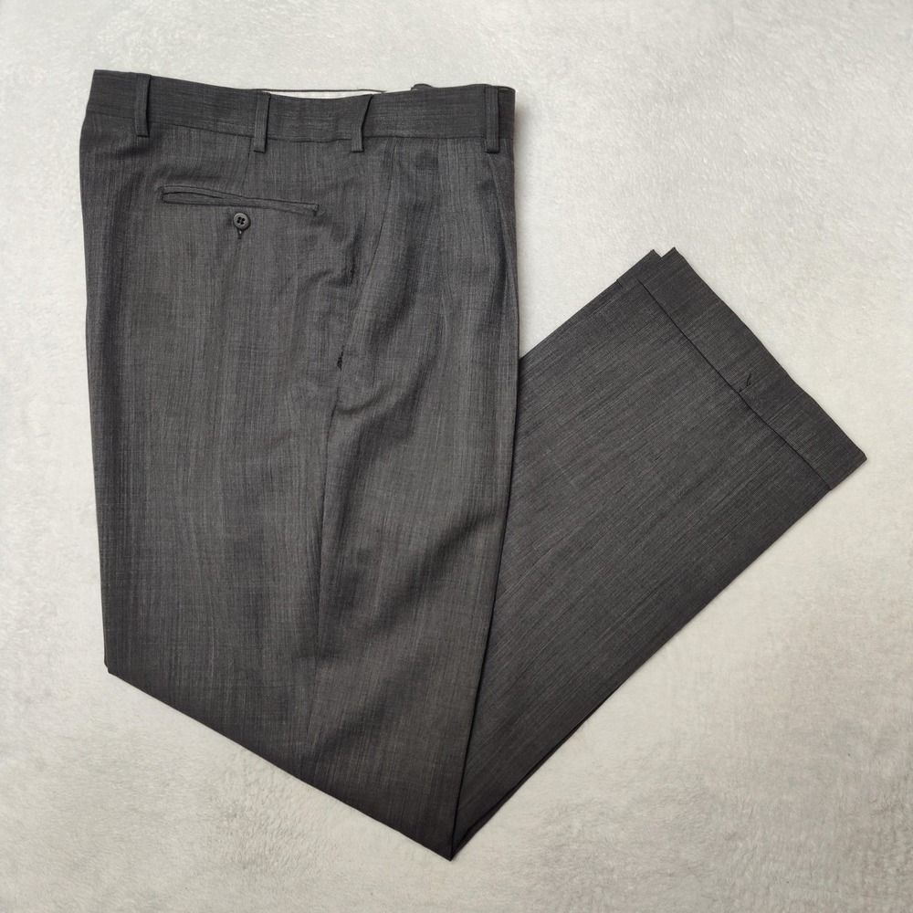 Zanella Pants Mens 36x32 Gray Dress Bennett Pleated Cuffed Wool Italy Classic
